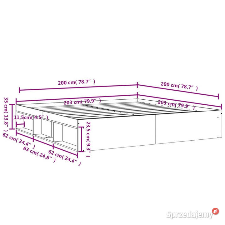 Rama łóżka dąb sonoma 200x200 WM3203889 sprzedam