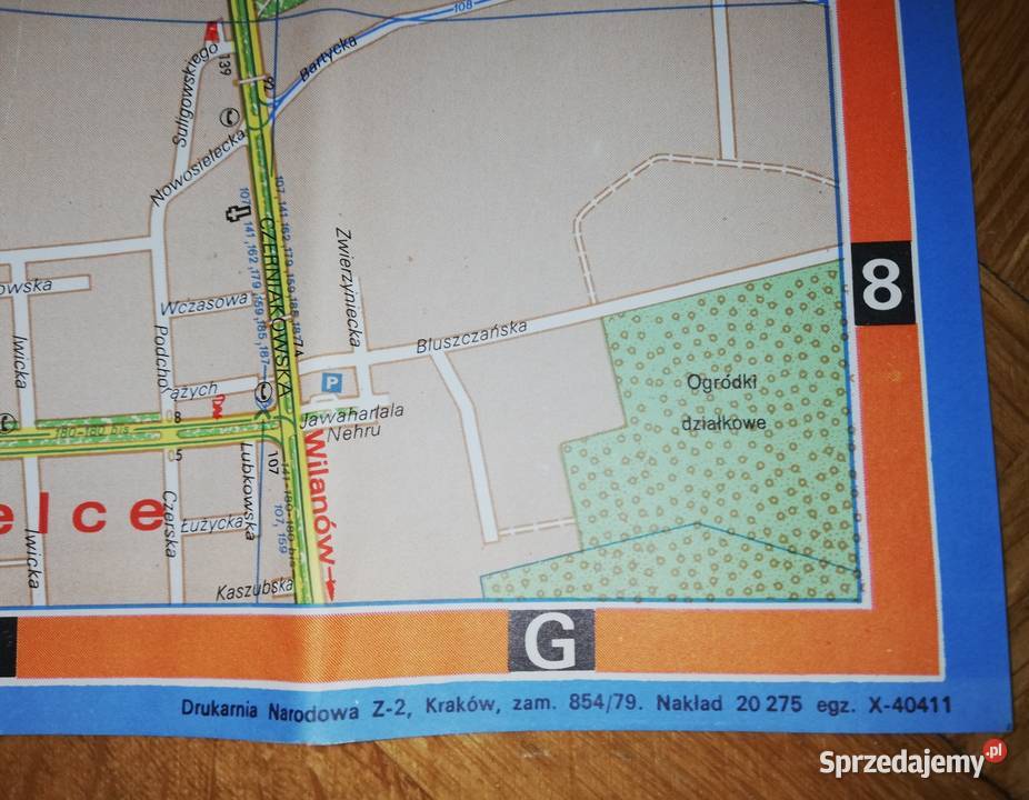 Mapa Warszawa Centrum 1980 r Retro Vintage PRL