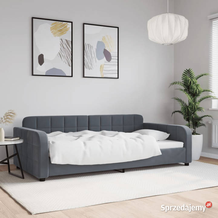 Sofa z funkcją spania ciemnoszara aksamit mazowieckie