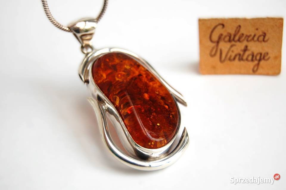 Duży wisior bursztyn bałtycki srebro 925 z Lublin sprzedam