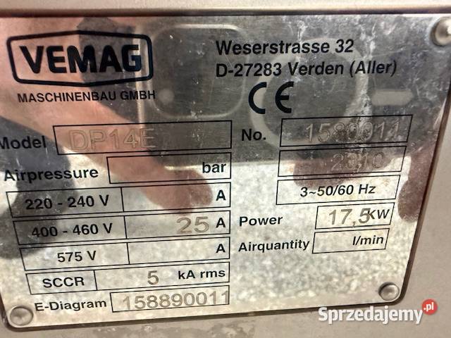 Nadziewarka próżniowa VEMAG DP14E łódzkie Sobawiny