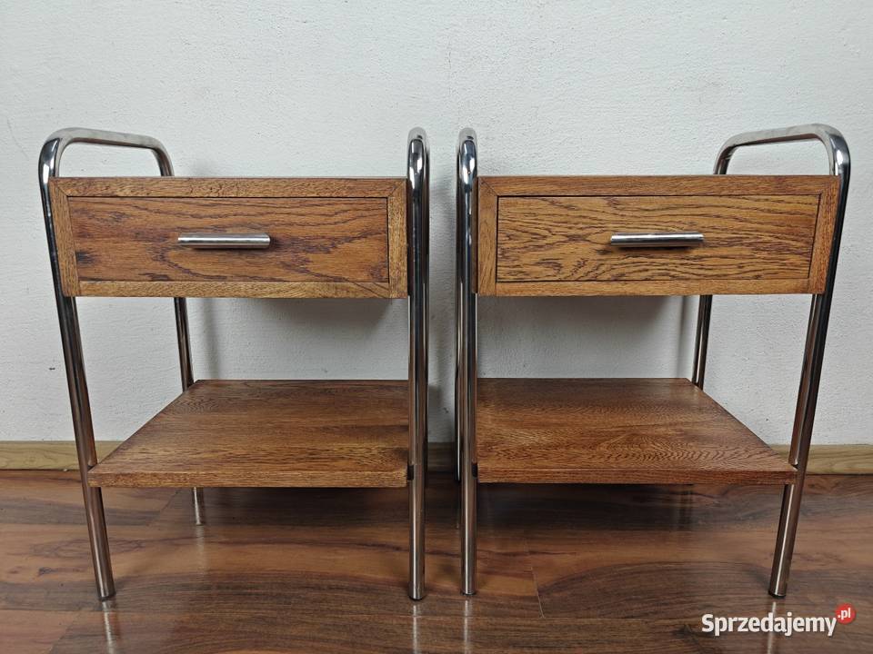 Szafka nocna lity dąb chrom brąz Bauhaus Art Warszawa sprzedam