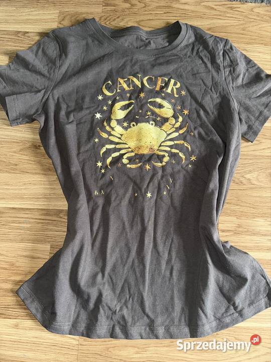 Ciemnoszary Tshirt zodiak RAK cancer złoty mazowieckie Warszawa
