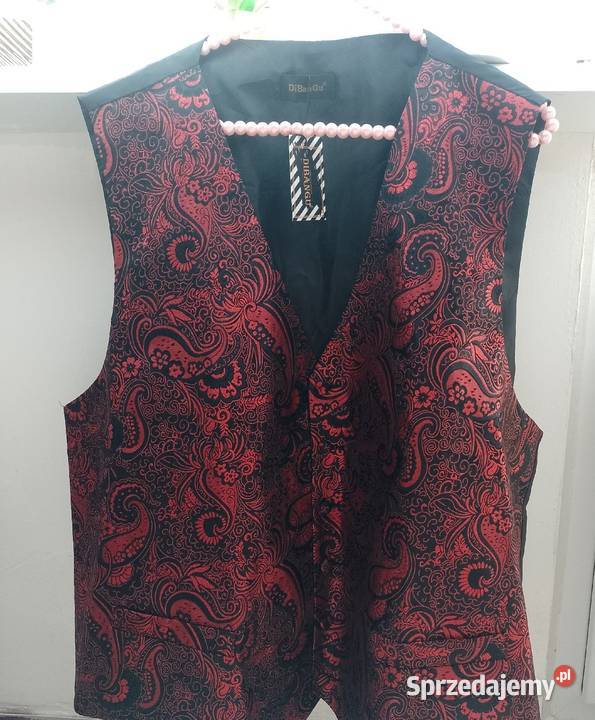 4XL5XL Czerwono czarna kamizelka garniturowa z Kraków
