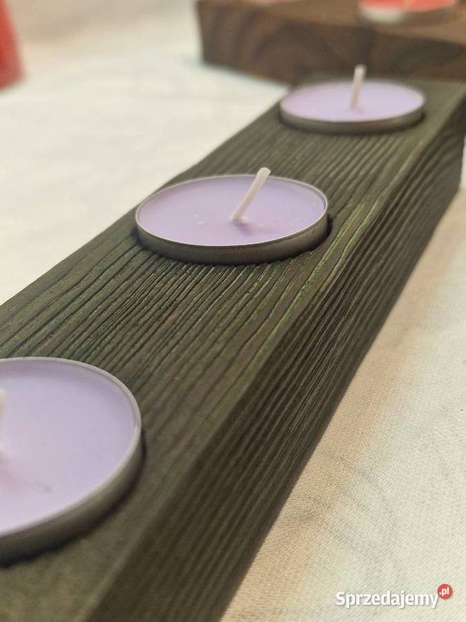 Świecznik świerkowy opalany Shou Sugi Ban ciemna Świeczniki Sępopol sprzedam