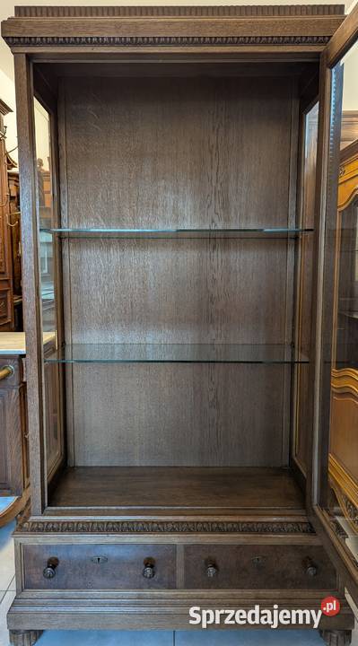 piękna dębowa witrynaserwantka secesyjnasklep Dąbrowa Górnicza