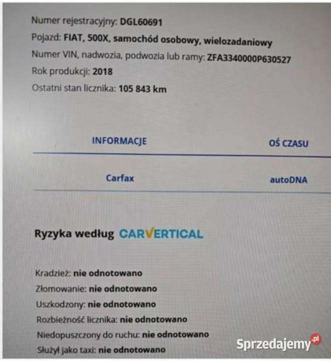 Fiat 500x 16 D 108000km Głogów