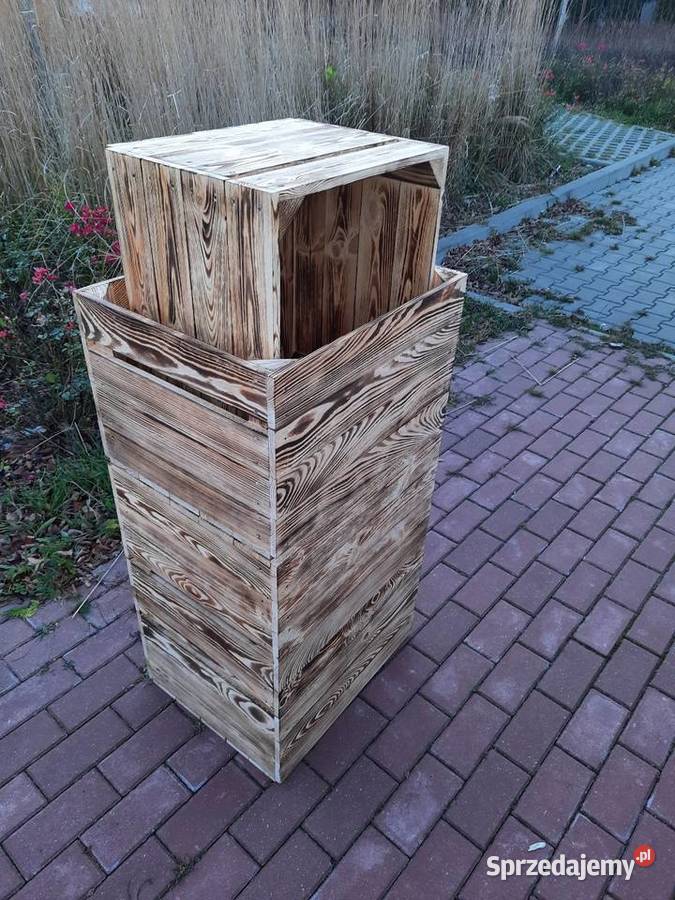 Skrzynka drewniana NUMER2 opalana szlifowana 50cm Warszawa