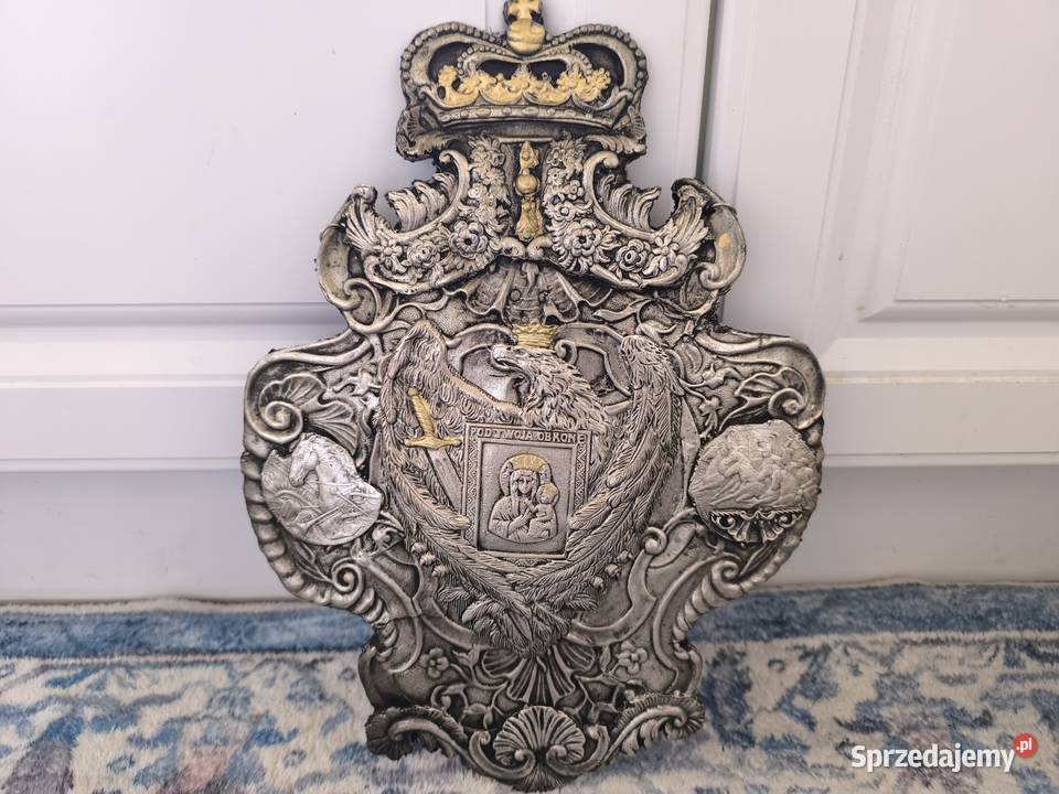 Piękny Ryngraf z orłem polskim i matką boską Łódź