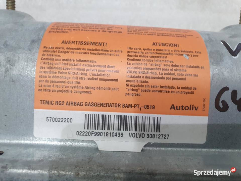 AIRBAG PODUSZKA PASAŻERA VOLVO V40 S40 30812727 sprzedam