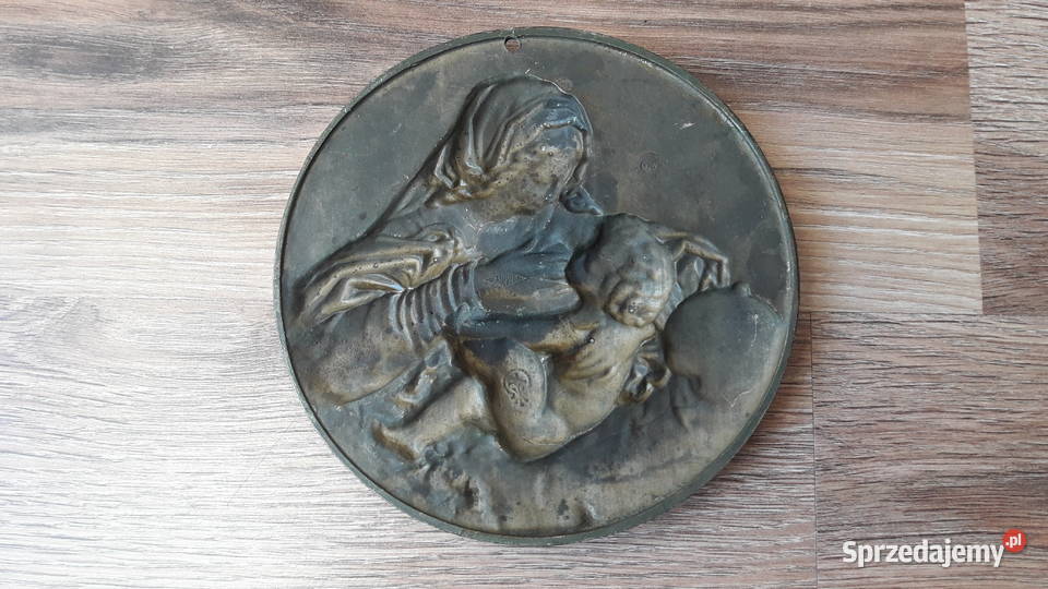 Stara plakieta Matka Boska z dzieciątkiem Antyki, Sztuka, Kolekcje Gdynia