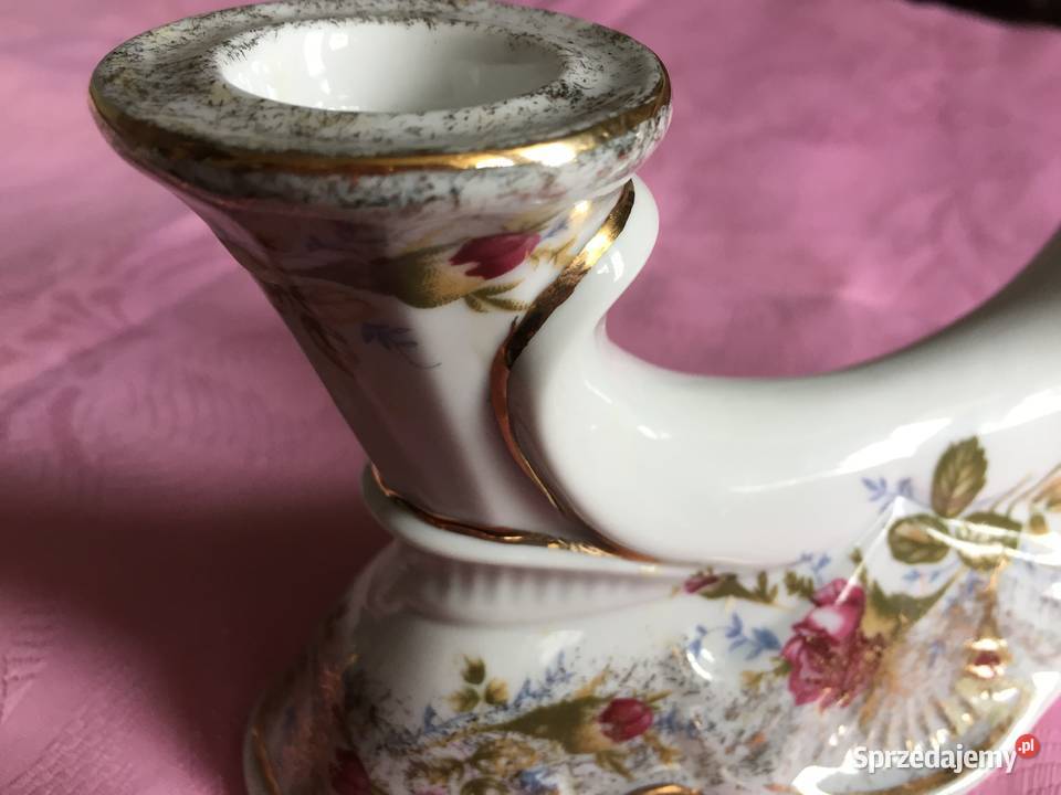 Świecznik porcelanowy Chodzież z różyczkami odcienie różowego Dekoracje i ozdoby Warszawa