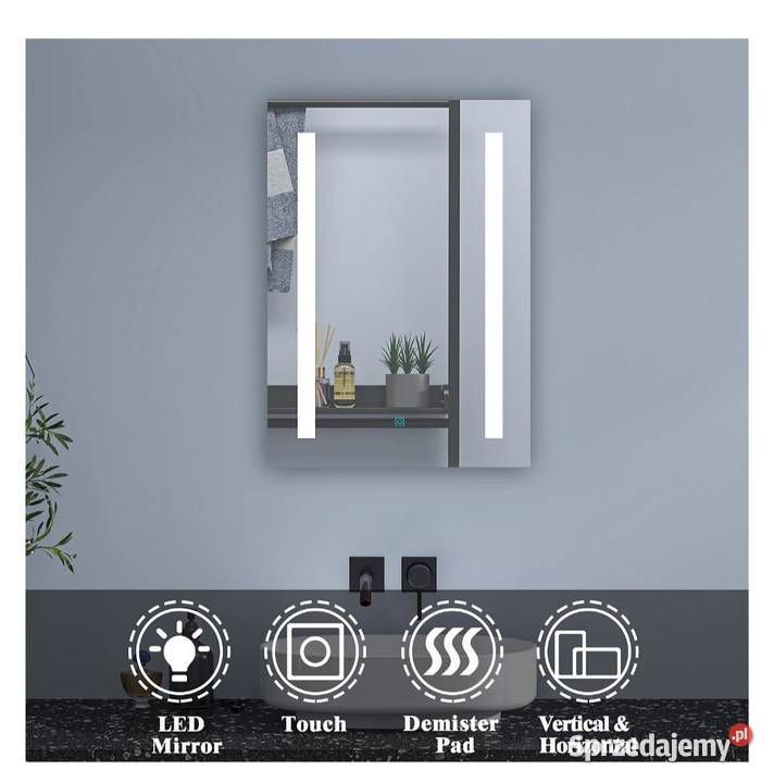 Lustro łazienkowe LED o wymiarach 500 x 700 mm z Bochnia