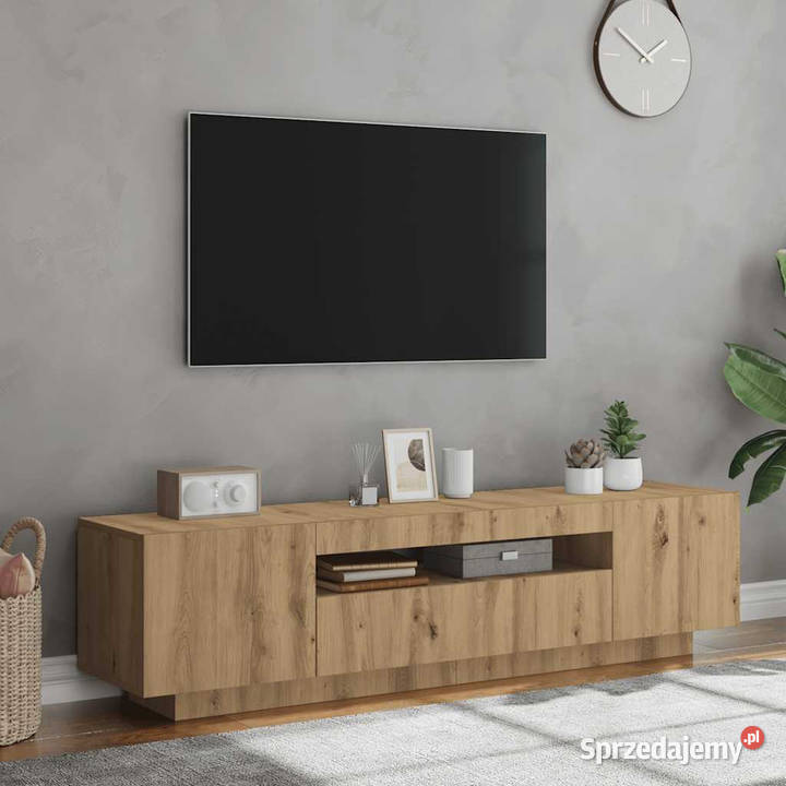 Szafka pod TV z oświetleniem LED dąb artisan Warszawa