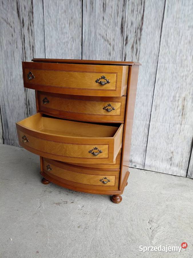 Szafka komoda brzuchatka gięta z intarsją w