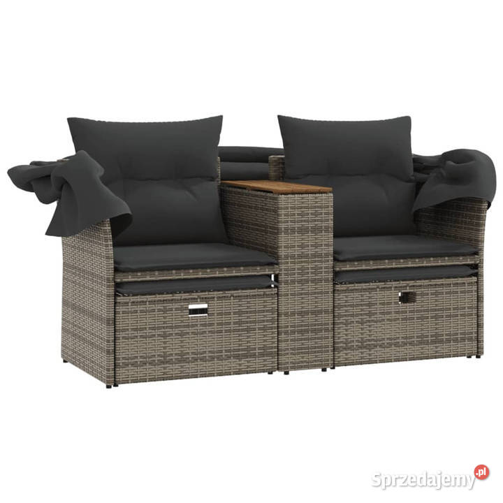 2os sofa ogrodowa z daszkiem i podnóżkami szara sprzedam