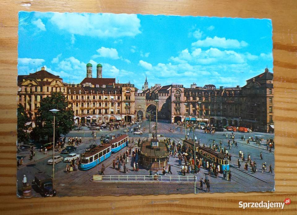 MONACHIUM WIDOK NA PLAC KAROLA I STARĄ BRAMĘ Antyki, Sztuka, Kolekcje Piszczac