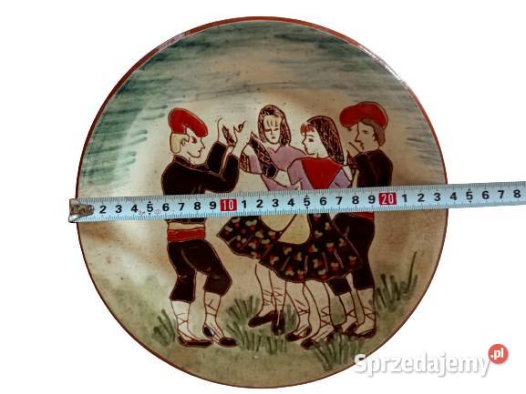 Stary zdobiony ceramiczny talerz wiszący Rzeszów