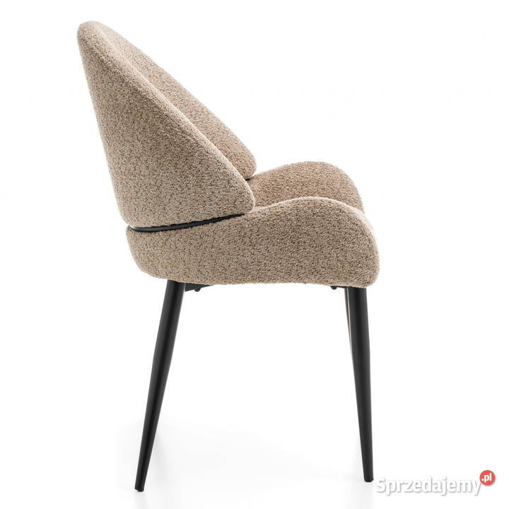 Krzesło Tapicerowane Bergamo Boucle Ciemnobeżowe Tarchały Małe