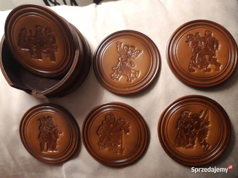 podkładki skórzane pod szklanki w pudełku Warszawa