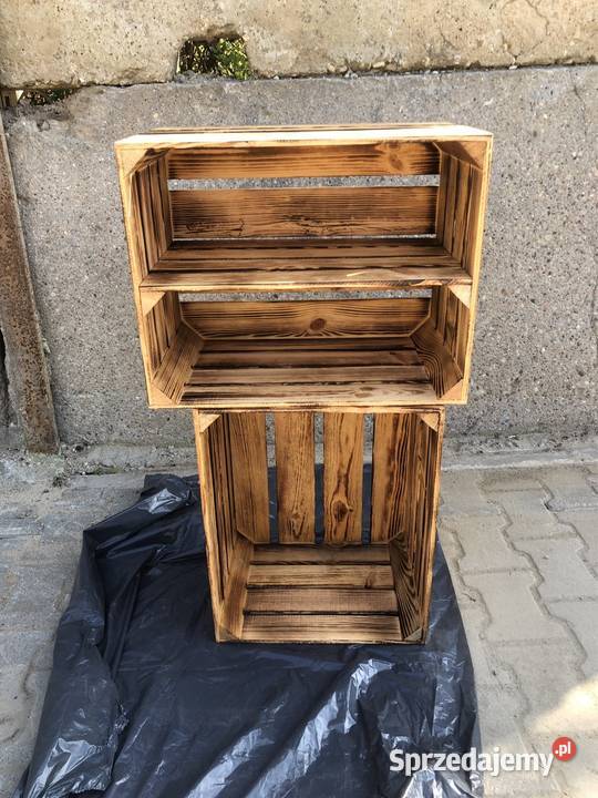 Drewniana skrzynka regał handmade rustykalny Poznań