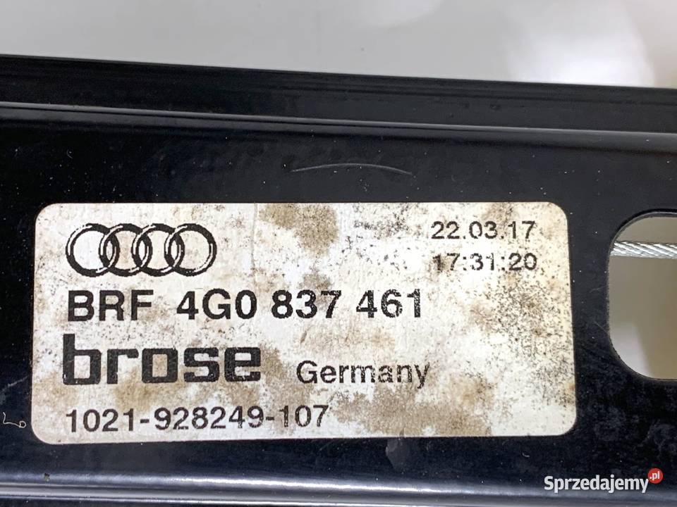 PODNOŚNIK SZYBY LEWY PRZÓD AUDI A6 C7 4G0837461 Wyposażenie wnętrza podkarpackie