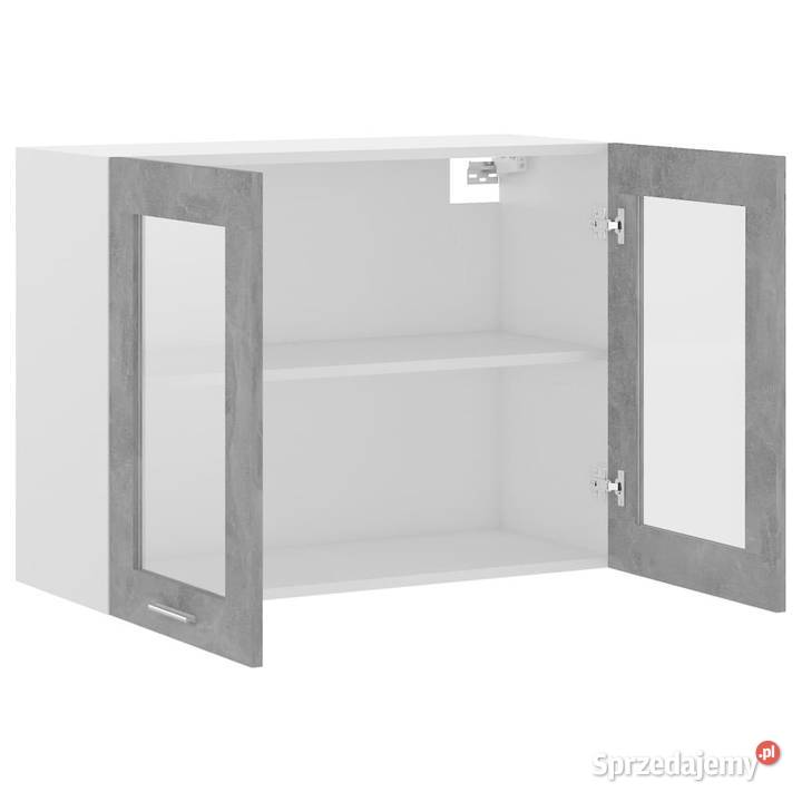 Szafka wisząca z szybą szarość betonu 80x31x60