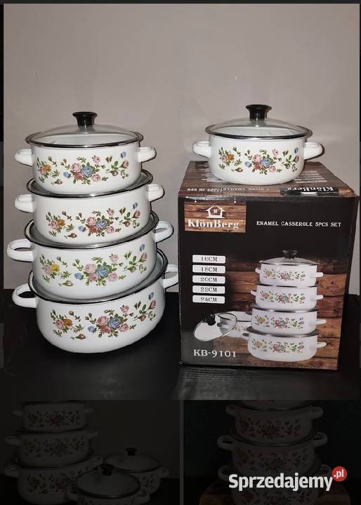 89 Garnki emalia drobne kwiatki Zabrze