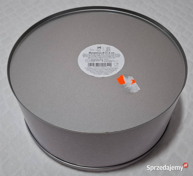 Metalowy okrągły pojemnik z pokrywką 22x105 Czeladź sprzedam