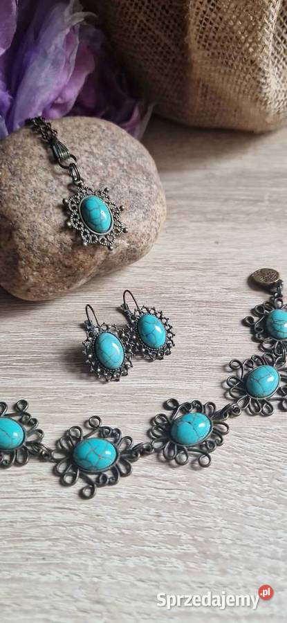 Turkus naturalny Komplet biżuterii vintage kujawsko-pomorskie Bydgoszcz