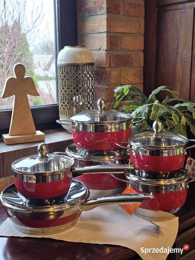 279 Garnki nierdzewne czerwone Hoffner