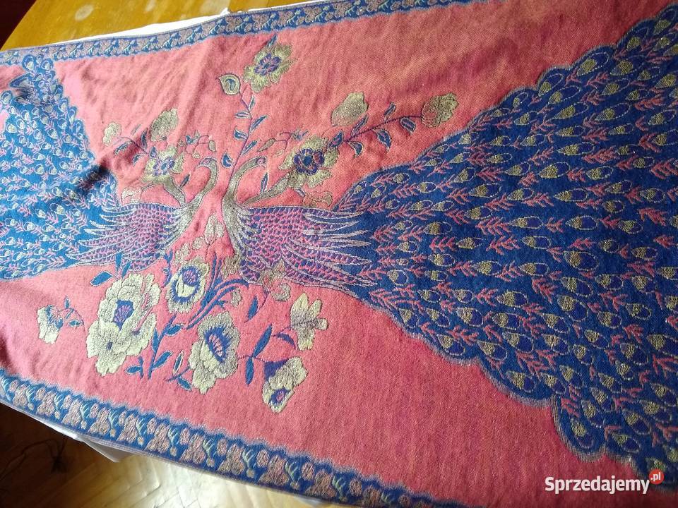 Szal192x68 w pawie złota nitka Miłobądz