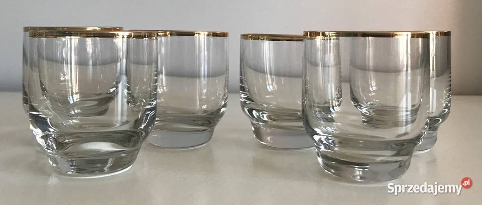 Kieliszki złoty pasek 6 Porcelana i szkło sprzedam