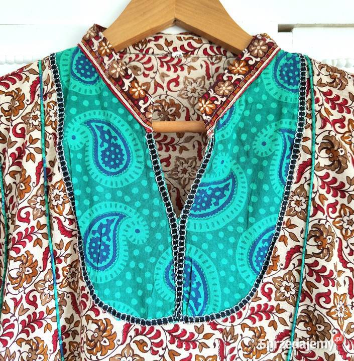 Tunika indyjska sukienka XXL 44 bawełna vintage Bluzki i koszule