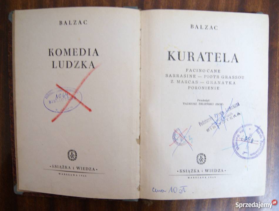 Honoriusz Balzac Kuratela 1949 Parczew sprzedam