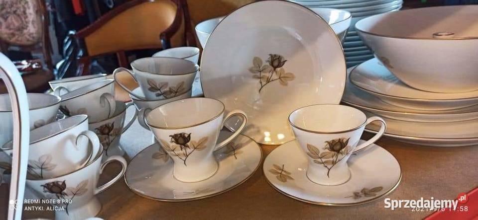 Filiżanka z talerzykiem Rosenthal Czarna róża Gdańsk