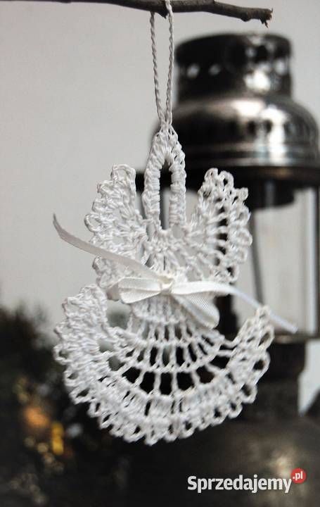 Anioł aniołek szydełkowy biały płaski zawieszka biały Lublin sprzedam