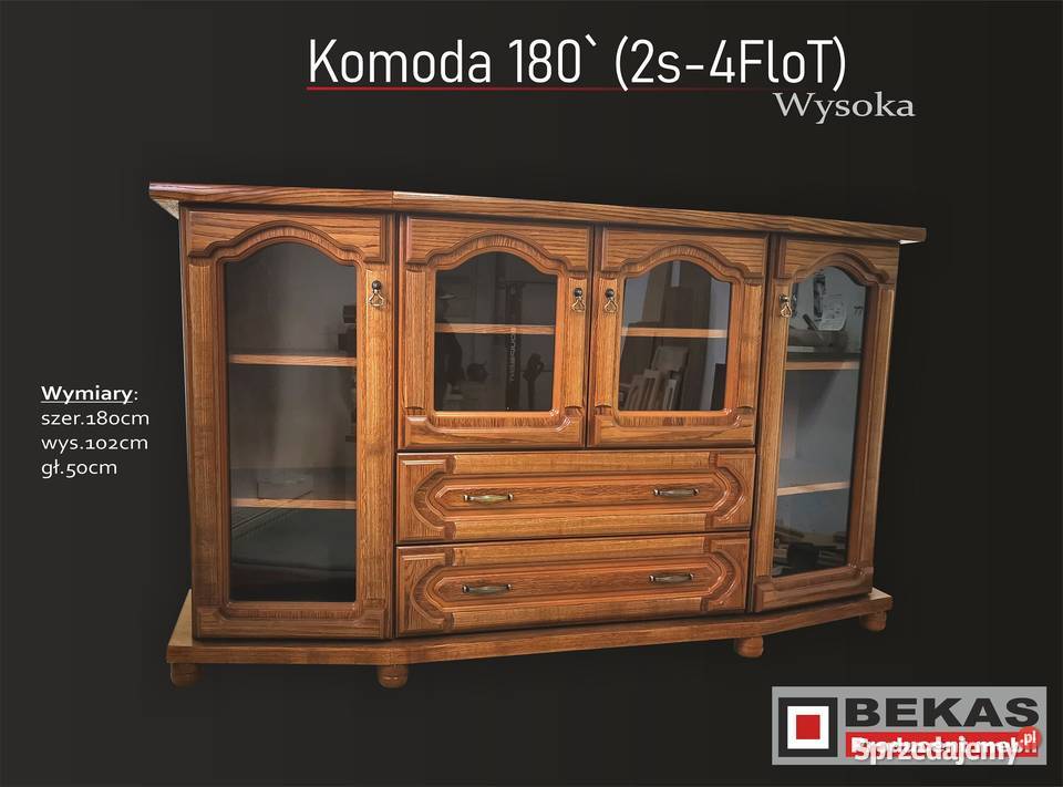 Stylowa Komoda 180 2s4FLot WYSOKA Dąb Rustikal 180cm Włocławek
