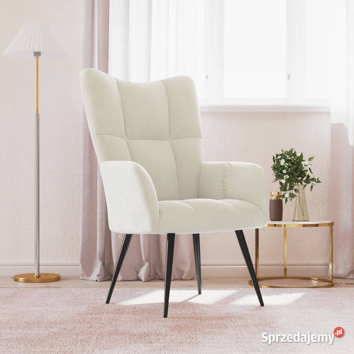 Fotel kremowy tapicerowany aksamitem WM328082 Warszawa