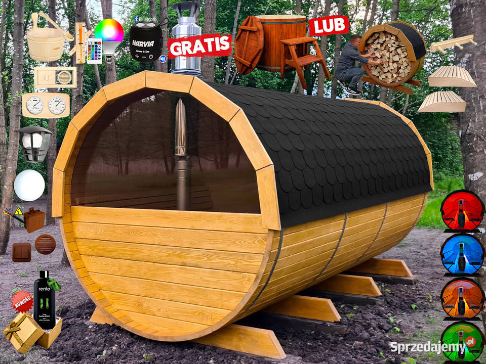 SAUNA Ogrodowa 400 OKNO 50 PRZEDSIONEK Beczka Nowy Targ