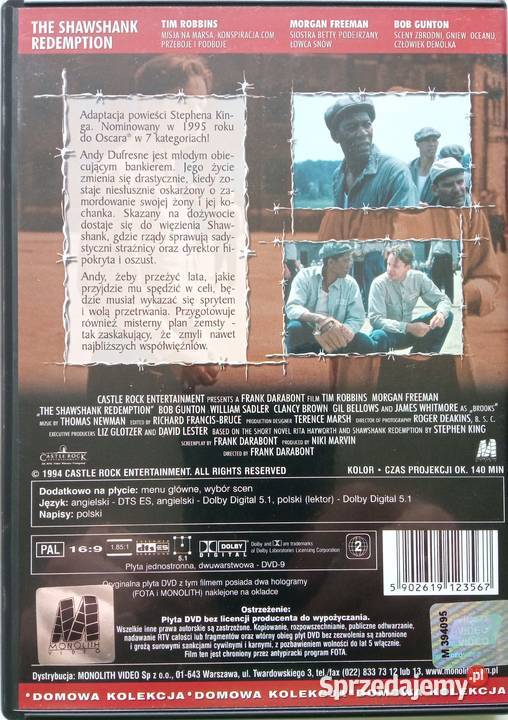 Skazani na Shawshank DVD DTS ES Tim Robbins M Łódź