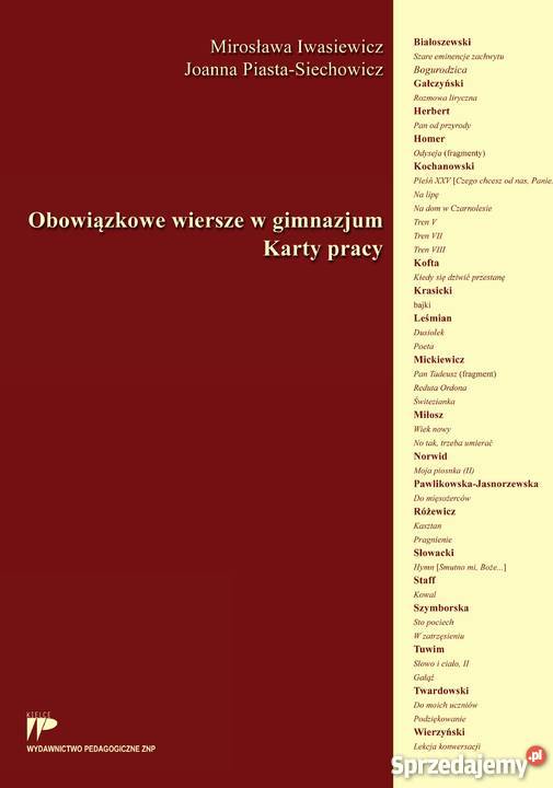 Obowiązkowe wiersze w gimnazjum karty pracy Kielce