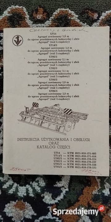 Instrukcja obsługi i katalog części Agregat U714 sprzedam
