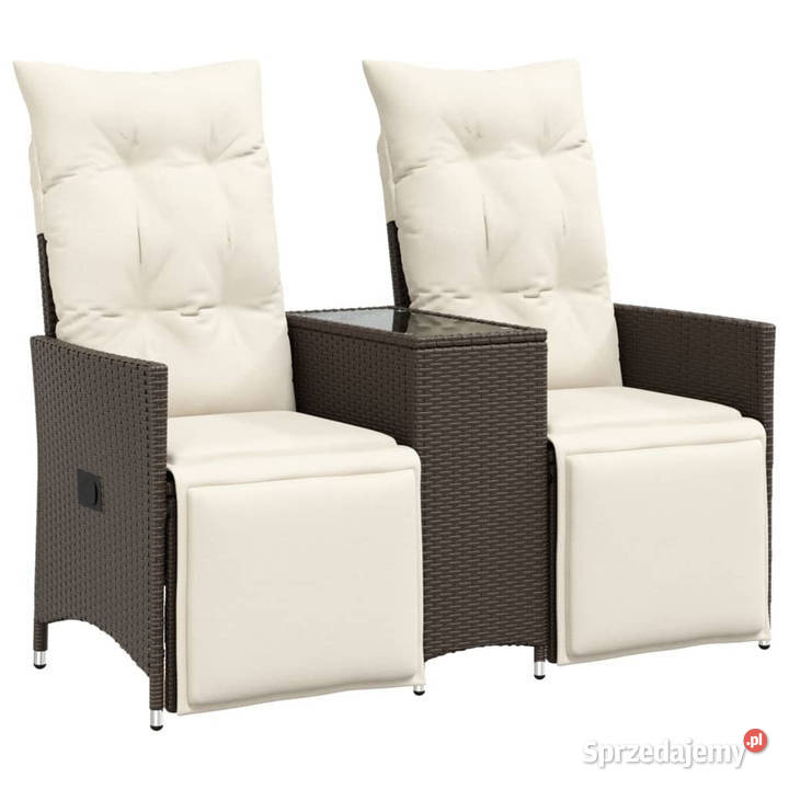 Rozkładana sofa ogrodowa ze stolikiem 2os brąz mazowieckie Warszawa