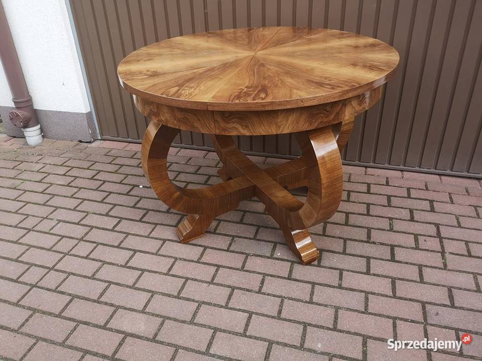 Stół ArtDeco 108 Okrągły Orzech Unikat Antyk wielkopolskie Swarzędz