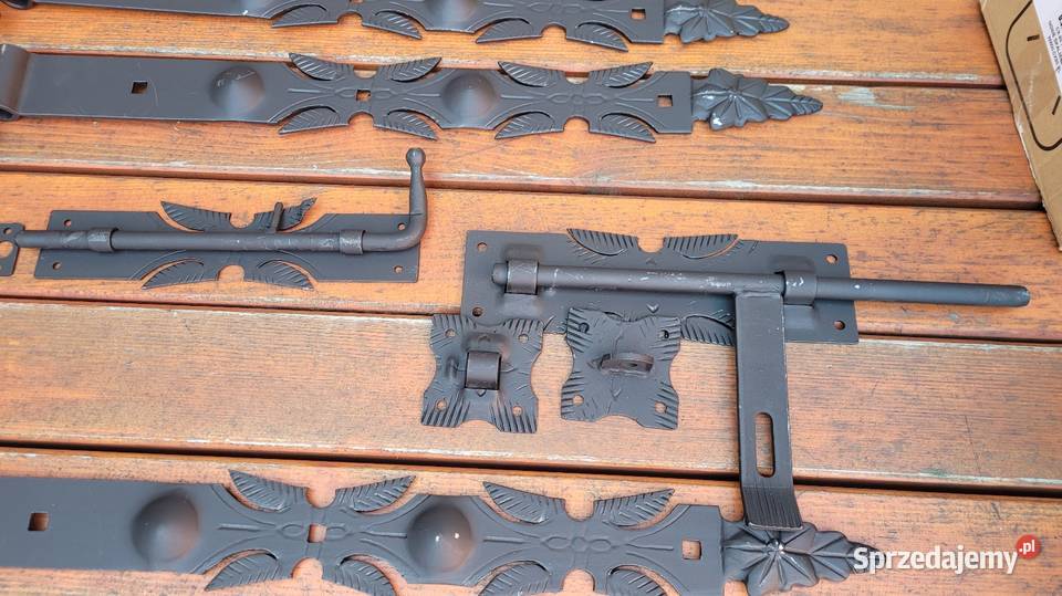 2 sztuki Zawias pasowy kuty 600mm ozdobny czarny