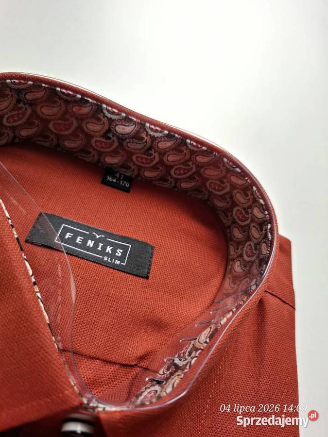 nowa koszula męska Feniks Slim ceglasta rdzawa zachodniopomorskie Koszalin