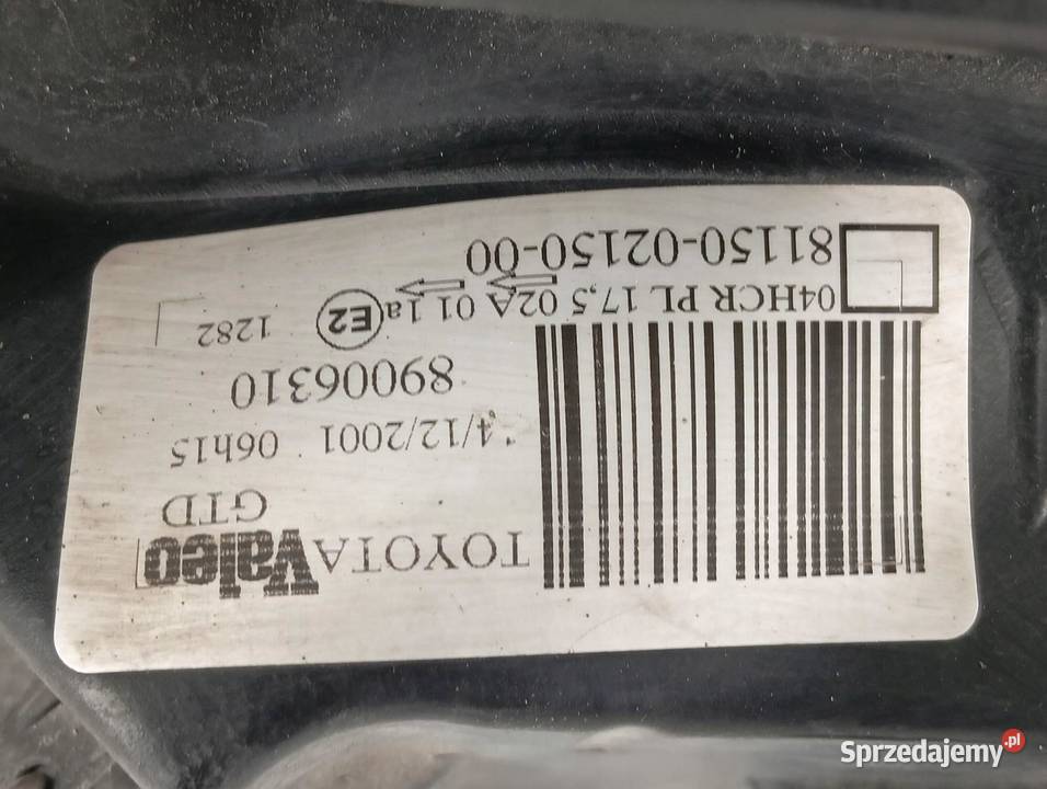 LAMPA PRZÓD LEWA E12 89006310 Toyota Corolla IX