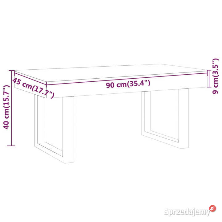 Stolik kawowy szaroczarny 90x45x40 MDF i żelazo Stoły Warszawa