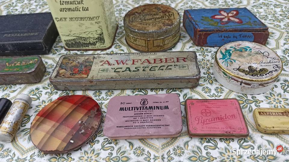 Stare przedwojenne blaszane drewniane papierowe Wieluń